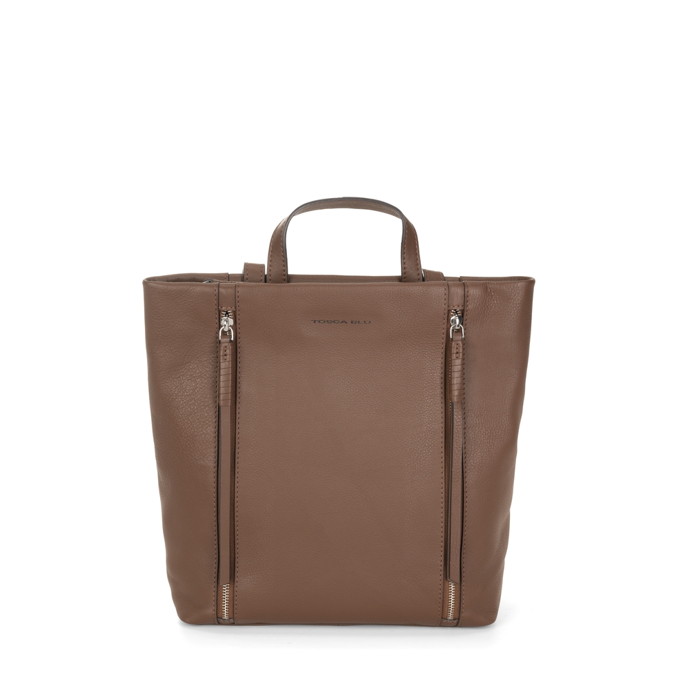 Tosca Blu - Nocciola 2 in 1 elegant bag and genuine leather backpack