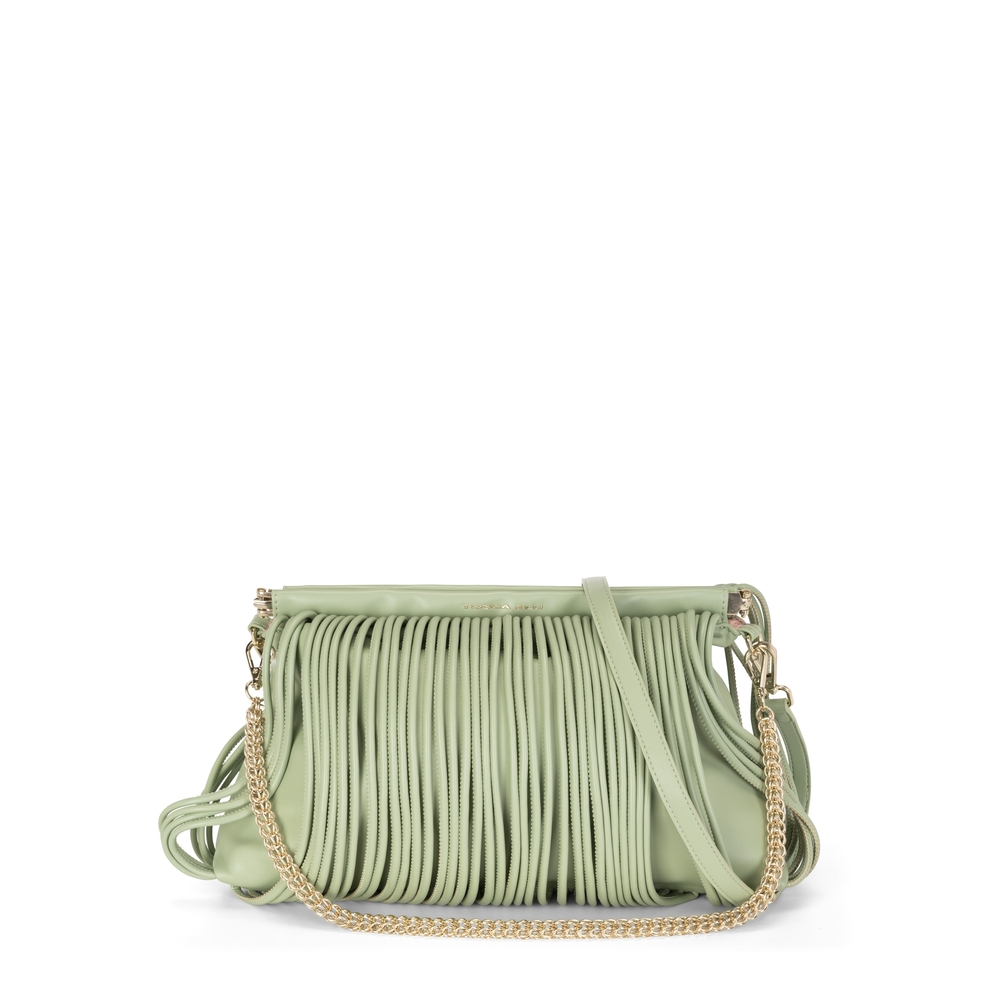 Ananas Large clutch bag with fringes, green