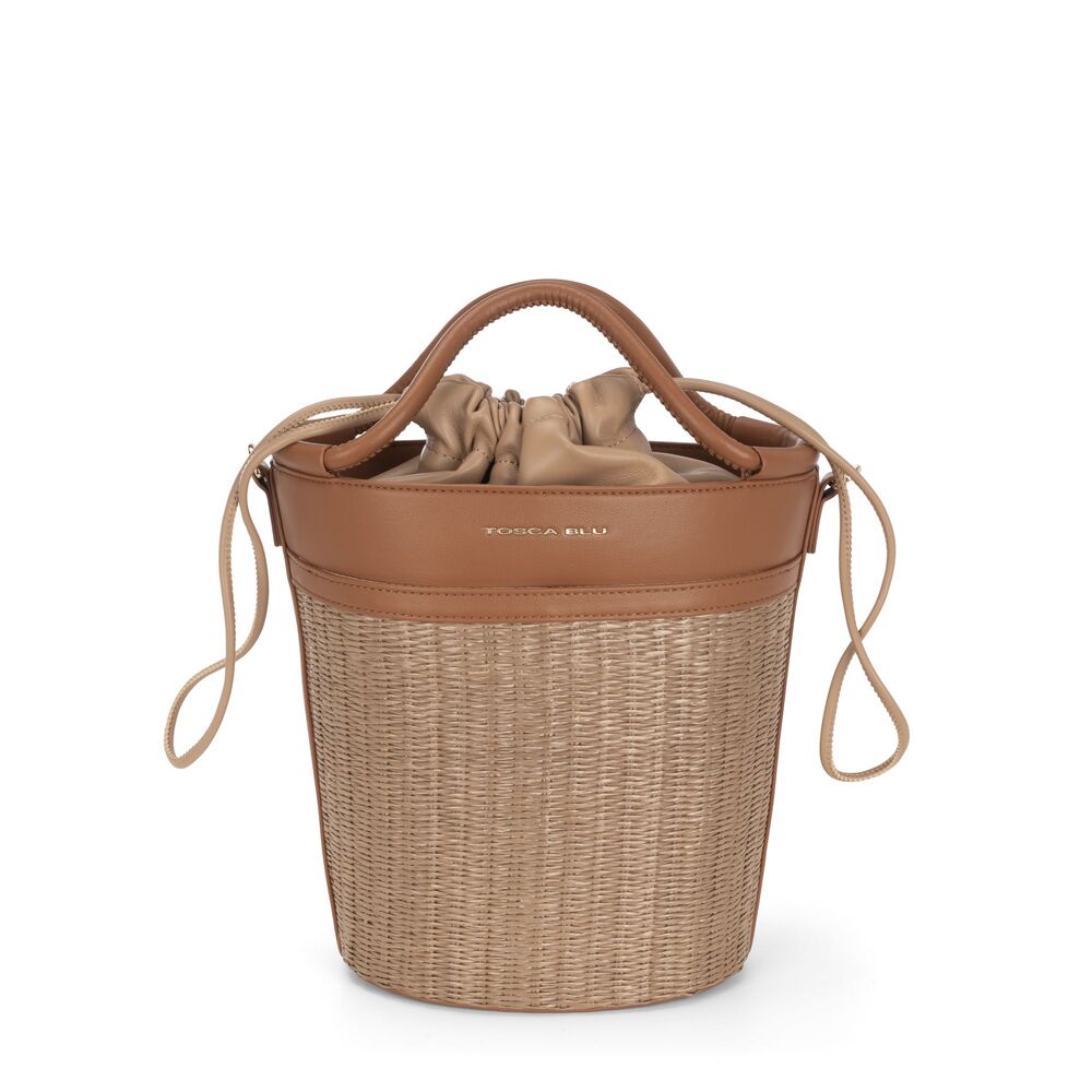 Tosca Blu - Mandarino Bimaterial bucket bag