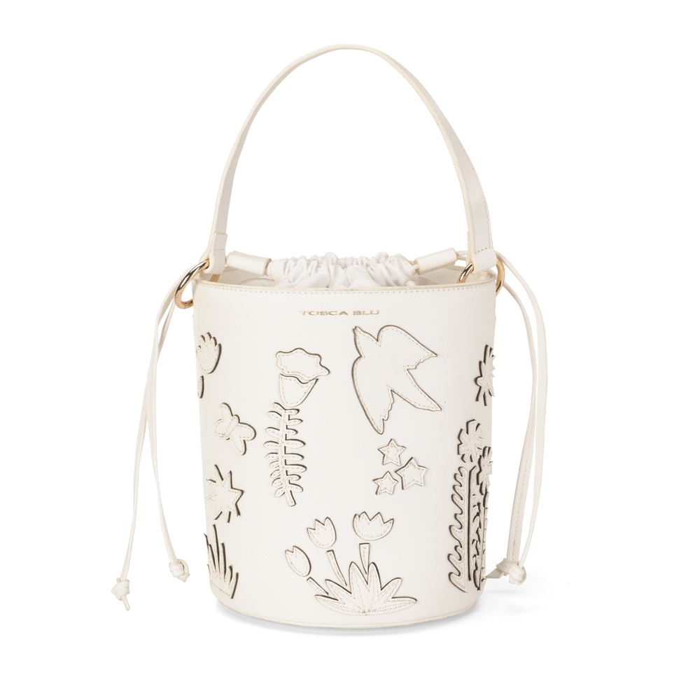 Tosca Blu - Narciso Round bucket bag with print