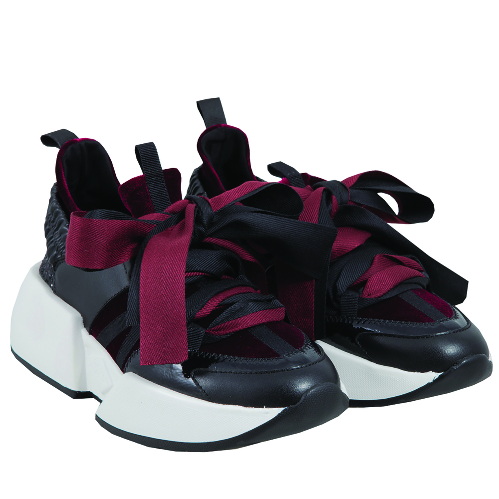 Helsinky Sneaker Running in Velvet , burgundy, 35 EU