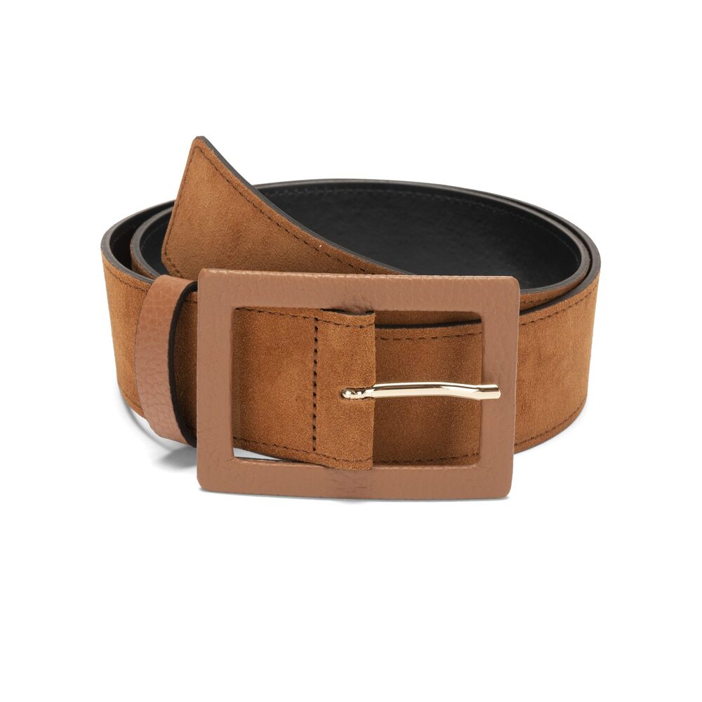 Regular leather belt, brick, 95 EU