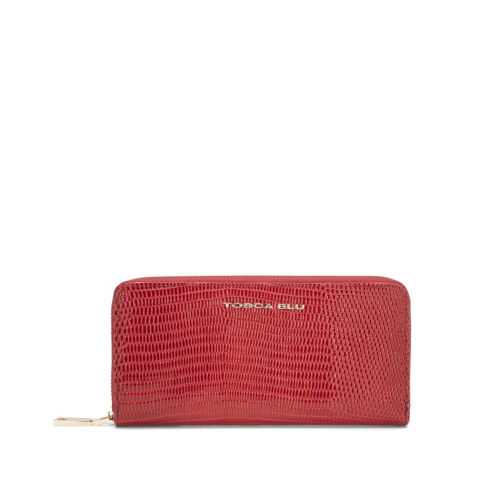 Helsinki Large zip-around leather wallet, red