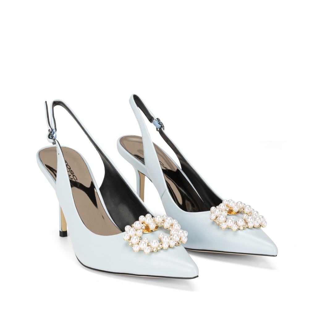 Tosca Blu Studio - Slingback Fiordaliso In Pelle E Accessorio Perle
