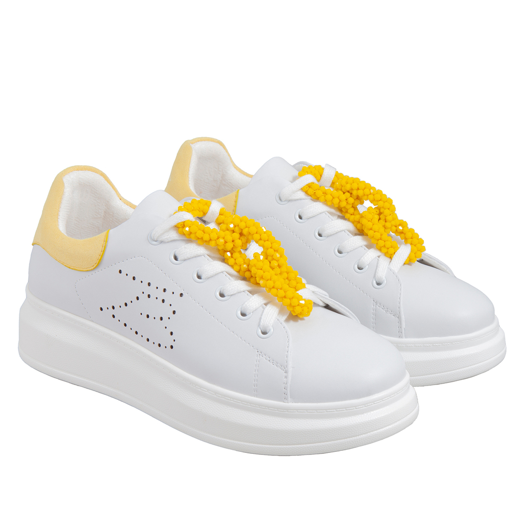 Aloe Leather Sneaker With Accessory, yellow, 41 EU