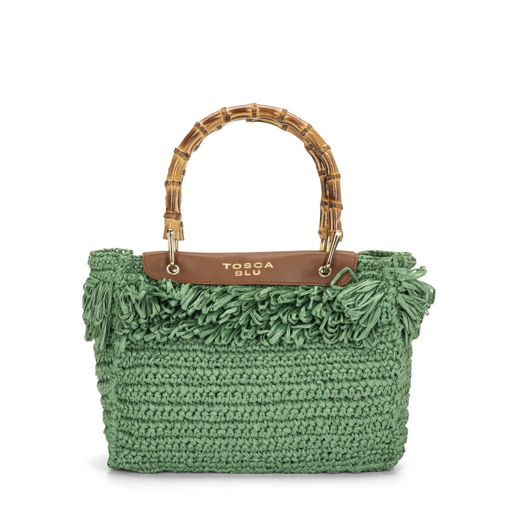Tosca Blu - Medium Crochet Bag With Handles Bamboowendy Tos