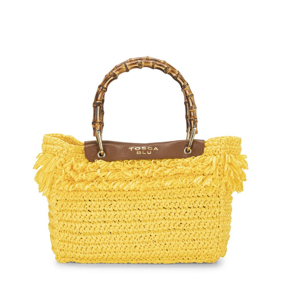 Tosca Blu - Medium Crochet Bag With Handles Bamboowendy Tos